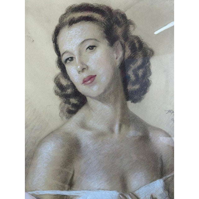 Female Portrait, 1939, Pastel on Paper, Framed For Sale - Image 4 of 7