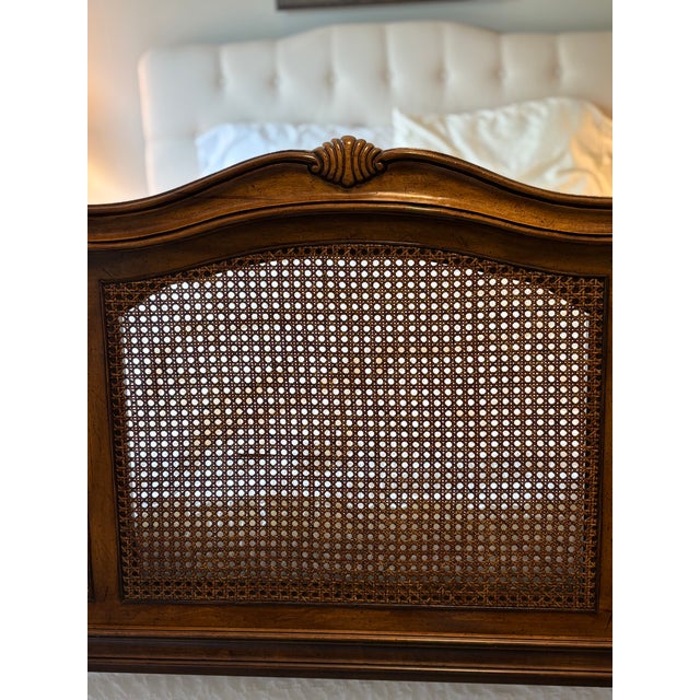 French Provincial Vintage Century Furniture Claridge Collection Woven Cane Queen Headboard by Raymond Sobota For Sale - Image 3 of 17