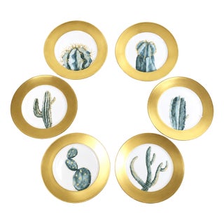 Cactus Plates by Hilton Mc Connico for Daum, 1987, Set of 6 For Sale