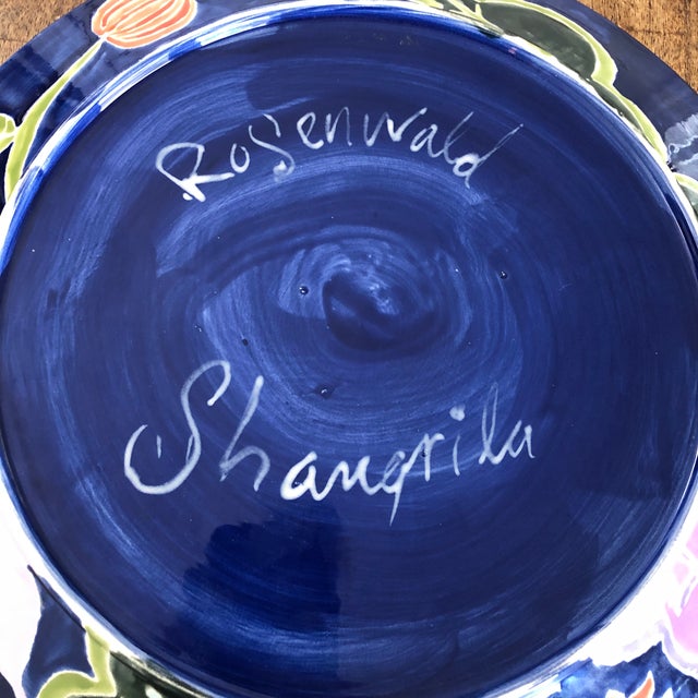 Early 21st Century Early 21st Century Jill Rosenwald Neiman Marcus Hand Made Art Deco Style Colorful 14” Wall Hanging Charger With Peacock For Sale - Image 5 of 9