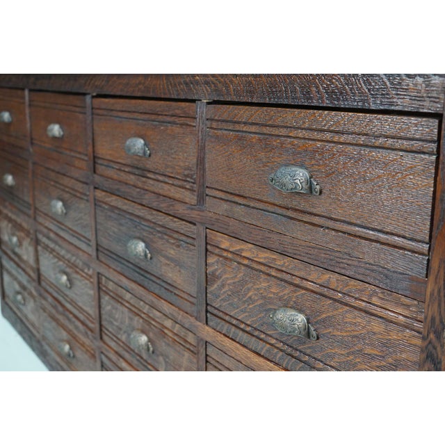 French Oak Hardware Store Apothecary Cabinet, 1920s-1930s For Sale - Image 6 of 16