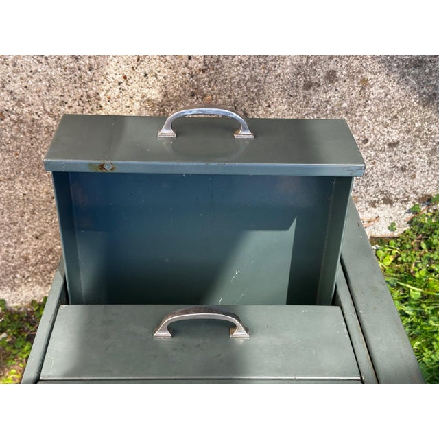 Vintage Industrial Desk in Green Metal, 1950s For Sale - Image 14 of 18