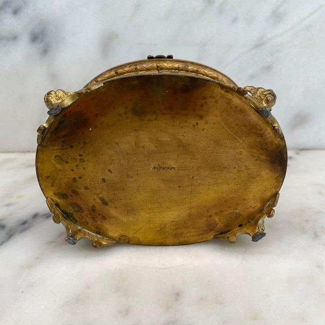 A.b. Paris French 19th Century Gold Repousse Neoclassical Jewelry Casket Box With Original Key For Sale - Image 10 of 12