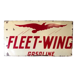 Antique Fleet Wing Gasoline Porcelain Sign For Sale