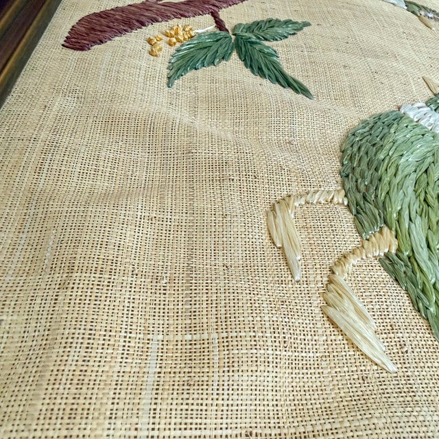 Vintage Embroidered Bird Textile Wall Panel in Wood Frame For Sale In Raleigh - Image 6 of 12