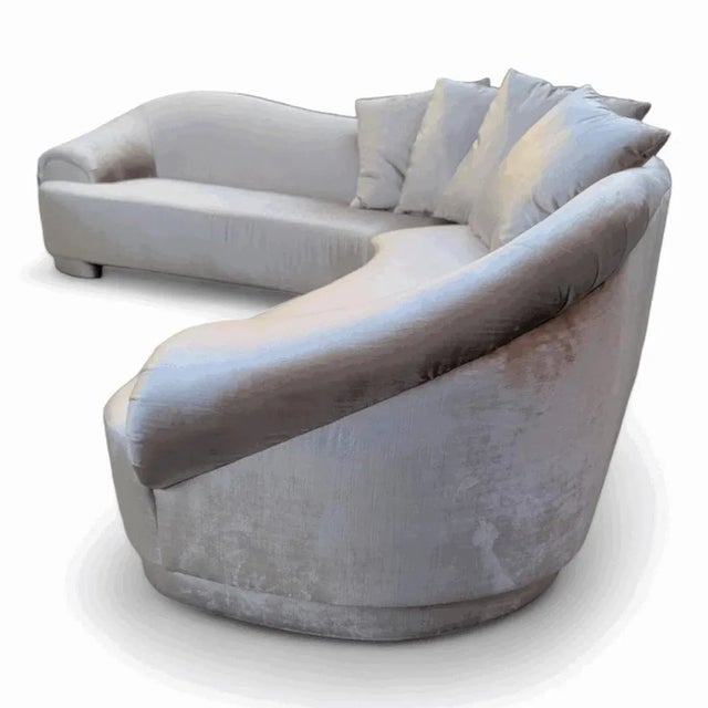 Carsons Postmodern Curved Sectional Sofa Carson's Style Newly Reupholstered For Sale - Image 4 of 9