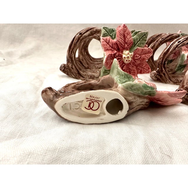 Fitz and Floyd Fitz and Floyd Poinsettia Napkin Rings-A Set For Sale - Image 4 of 5
