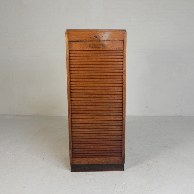 Oak Roller Shutter Cabinet, 1930s For Sale - Image 10 of 18