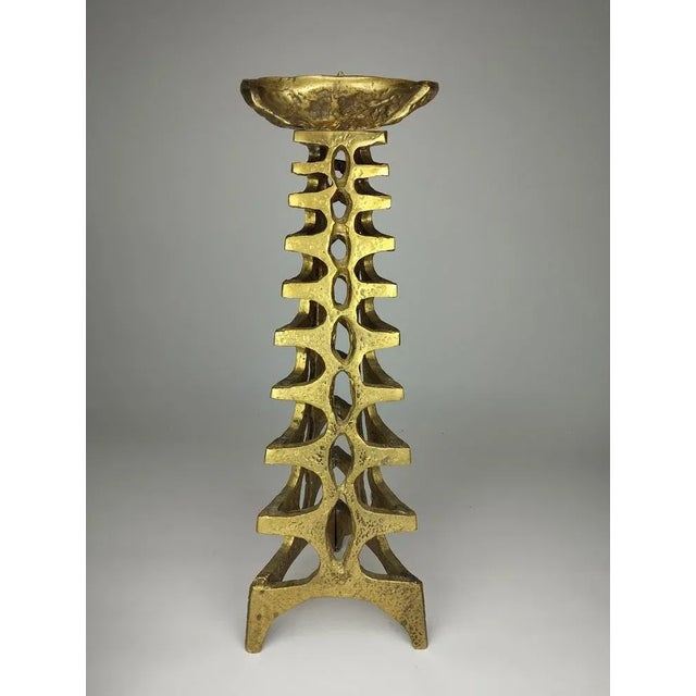 Large Brutalist Sculptural Floor Candleholder in Bronze, 1960s For Sale - Image 13 of 13