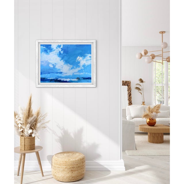 Contemporary Blue Sky Clouds Seascape Oil Painting For Sale - Image 9 of 14