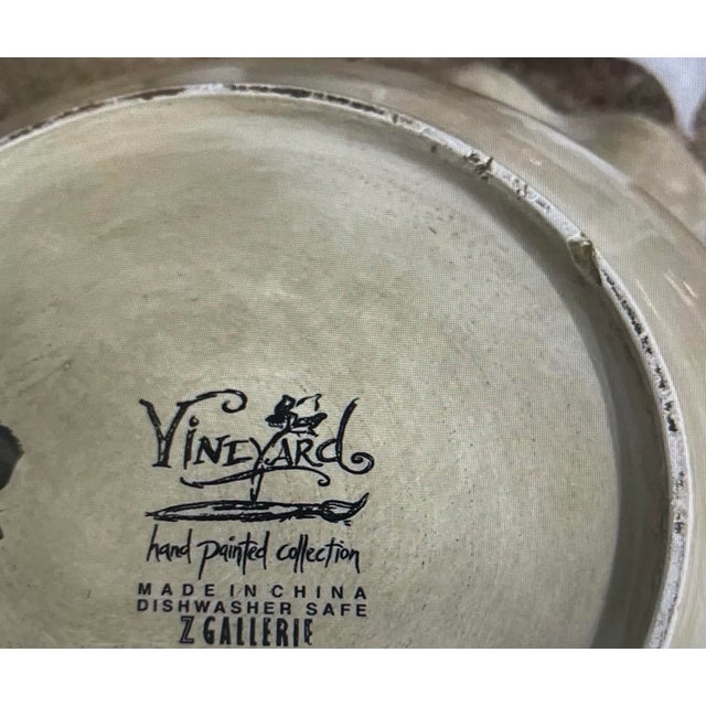 Italian Late 20th Century Italian Hand-Painted Grape and Leaf Ceramic Serving Dish For Sale - Image 3 of 6