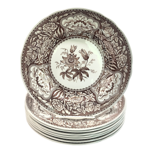 Spode Archive Collection Umber Floral Luncheon Plates - Set of 8