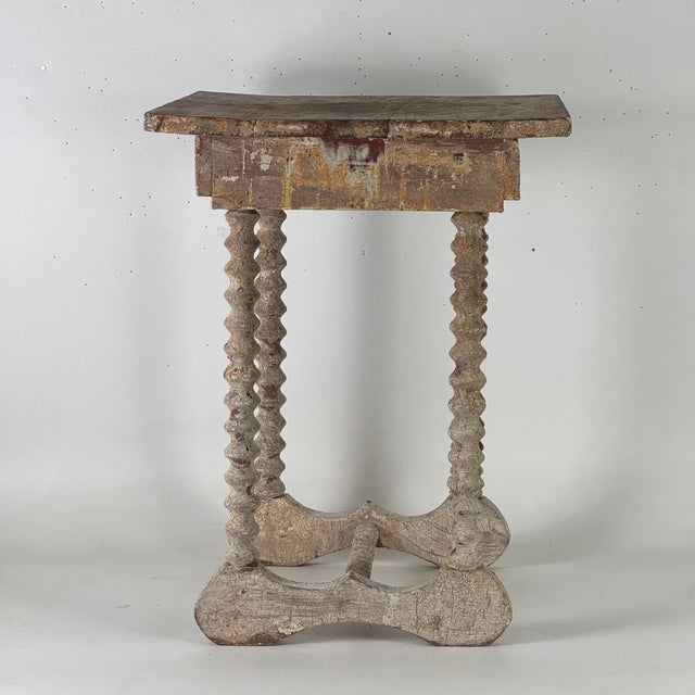 American Stunning Antique Square Top Table With an Apron Drop and Spiral-Turned Legs With Yoke Shaped Base For Sale - Image 3 of 13