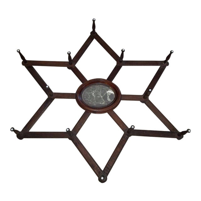 Antique Victorian 6Point Star Form 12Peg Accordion Hat Rack + Mirror Chairish