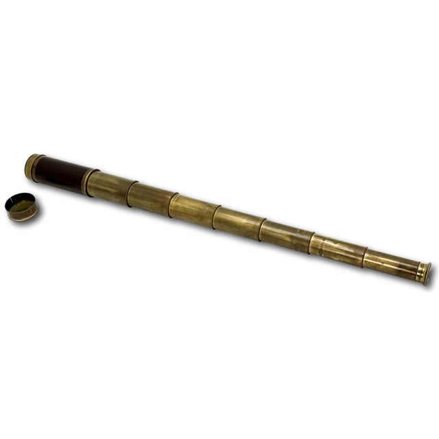 Rare 7 Draw 24 Inch Antique Brass & Rosewood Ships Spyglass - Telescope Circa Late 19th Century For Sale - Image 10 of 12