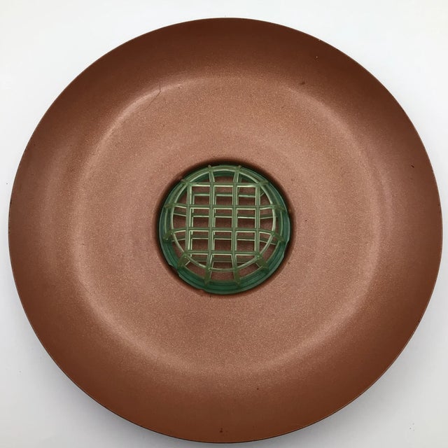 Copper Metal Ikebana Vase With Locking Removable Plastic Frog For Sale - Image 8 of 13