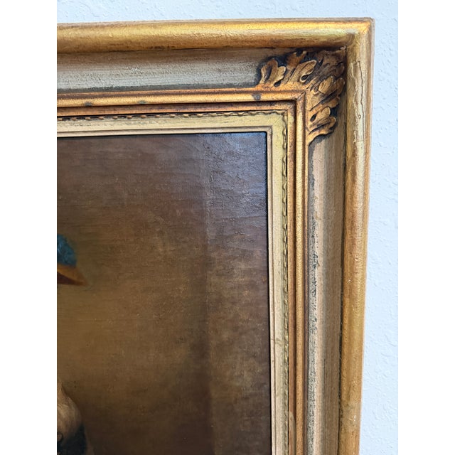 Antique 1868 Oil Portrait Young Woman European Lady Gilt Frame 19th Century For Sale - Image 4 of 12