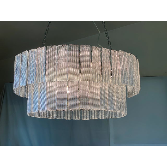 Contemporary Oval Huge Diamond “listelli ” Murano Glass Chandlier For Sale - Image 12 of 13