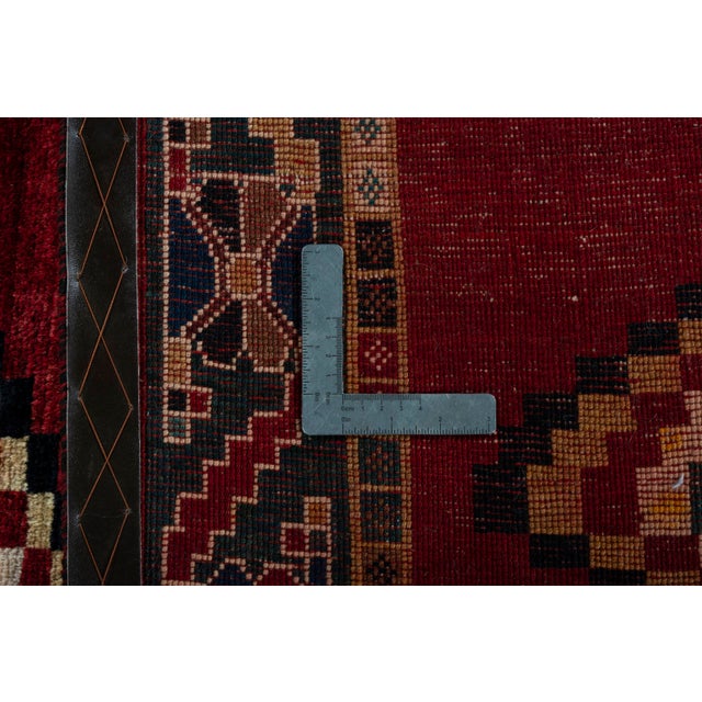 Hand-Knotted Gabbeh Nomad Rug with Geometry & Deep Colors For Sale - Image 10 of 11