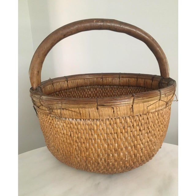 Early 20th Century Large Handwoven Chinese Willow Basket For Sale - Image 11 of 11