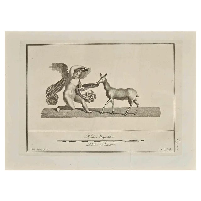 Giovanni Elia Morghen, Ancient Roman Fresco Herculaneum, Original Etching, 18th Century For Sale