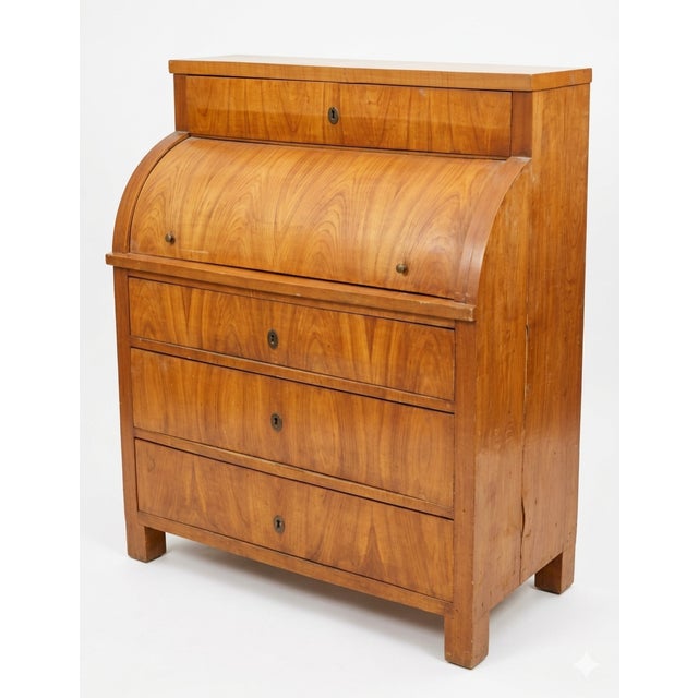 Biedermeier Early 19th Century Biedermeier Cylinder Roll-Top Desk For Sale - Image 3 of 7