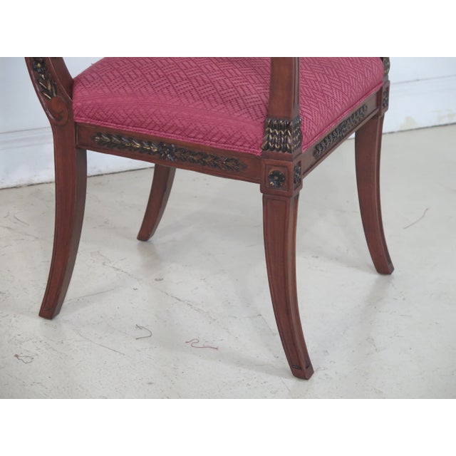 Neoclassical Upholstered Open Arm Chairs - a Pair For Sale - Image 4 of 11