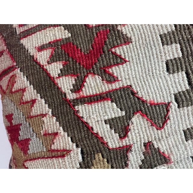Ivory Kilim Pillows~Dark Red, Orange, Charcoal For Sale - Image 8 of 9