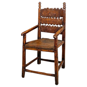 Antique Italian Chair with High Back and Carved Wooden Arms, 1800s