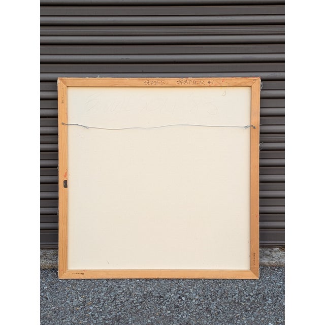 1980s Geometric Abstract Acrylic Painting on Canvas by B. Wilson, "Series: Spatter No. 1," Unframed For Sale - Image 4 of 7