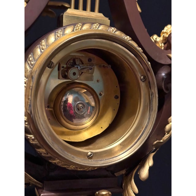 1840 French Louis XVI Bronze Marble Lyre Clock - 1 Pc For Sale - Image 11 of 18