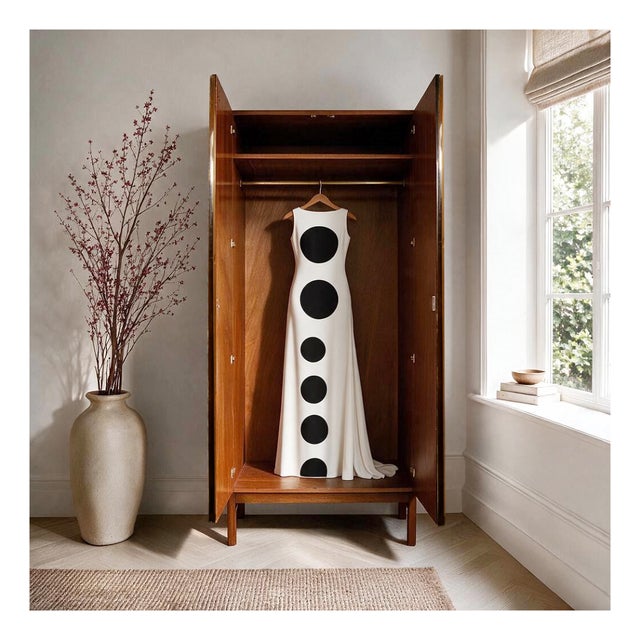 A two-door wardrobe from the 70s Dark brown matte veneer after renovation on the sides Hanger in the middle. Straight...