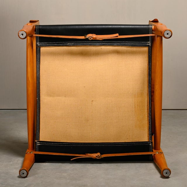 Set of Safari Chairs in Black Leather and Ash by Kaare Klint for Rud Rasmussen For Sale - Image 11 of 18