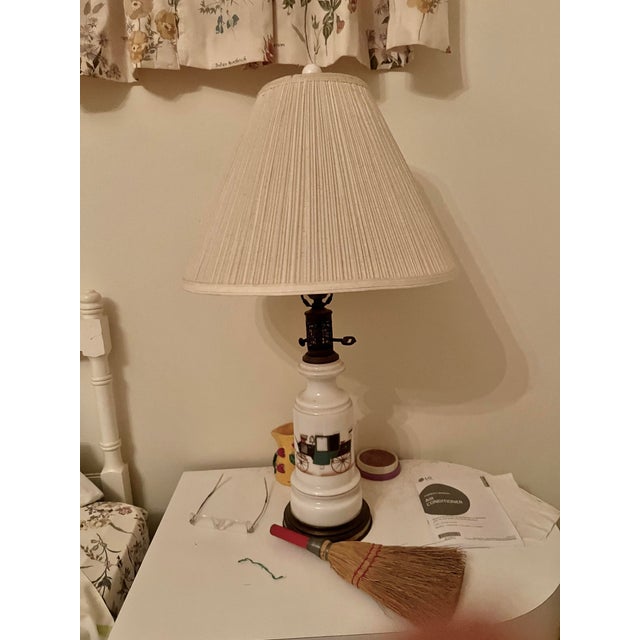 Mid 20th Century Mid Century White Ceramic Lamps With Antique Green Coupe Muel 120 Car For Sale - Image 11 of 11