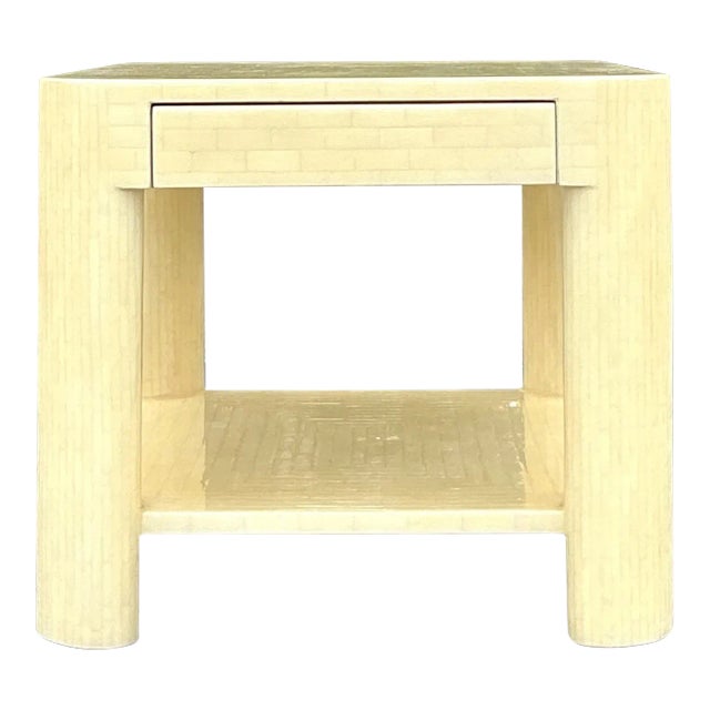 Vintage Regency Tessellated Bone Nightstand For Sale