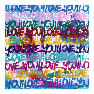 Make My Heart Melt - 'I Love You' Graffiti Color Drenched Mixed Media Painting Original Artwork by Amber Goldhammer For Sale