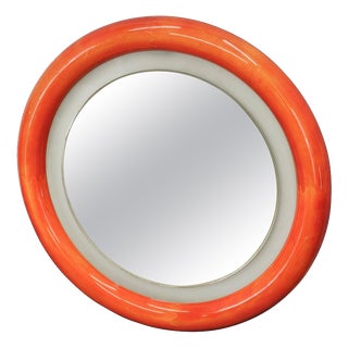 Italian Space Age Illuminated Round Wall Mirror, 1970s For Sale