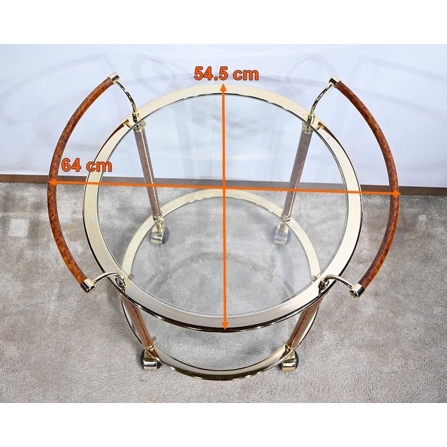 Roller Table in Glass and Gold Metal, 1980s For Sale - Image 14 of 15