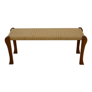 Tak Bench in Black Cherrywood: A Mid-Century Inspired Danish Cord Bench For Sale