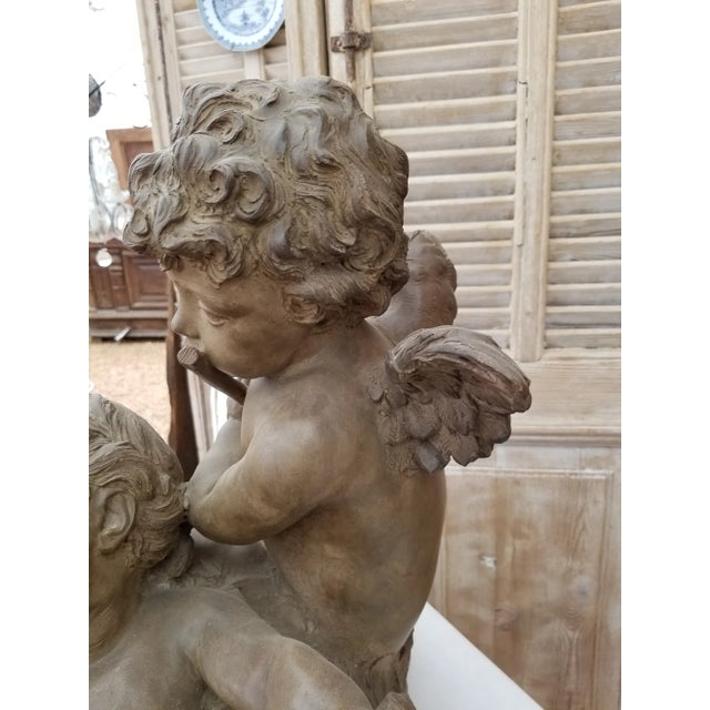 Late 19th Century Antique French Terracotta Statue With Cherubs For Sale - Image 5 of 8