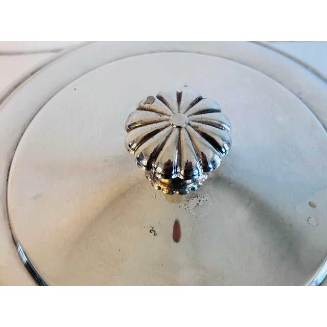 Mid-Century Modern Vintage 1950s Silver-Plate Handled Ice Bucket With Mercury Glass Insert For Sale - Image 3 of 7