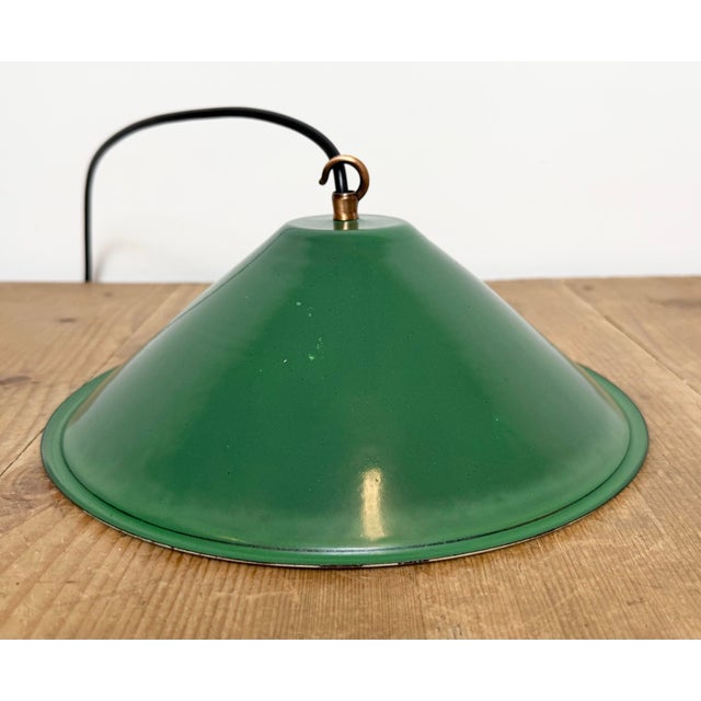 Industrial Green Enamel Factory Pendant Lamp, 1950s For Sale - Image 13 of 16