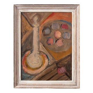Nikolai Issaiev, Still Life with Fruits, Gouache and Oil Painting on Board For Sale