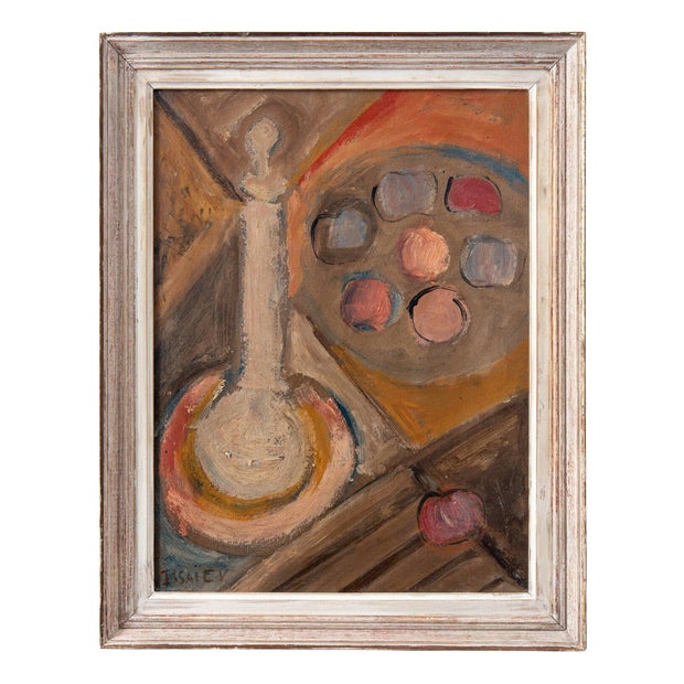 Nikolai Issaiev, Still Life with Fruits, Gouache and Oil Painting on Board For Sale