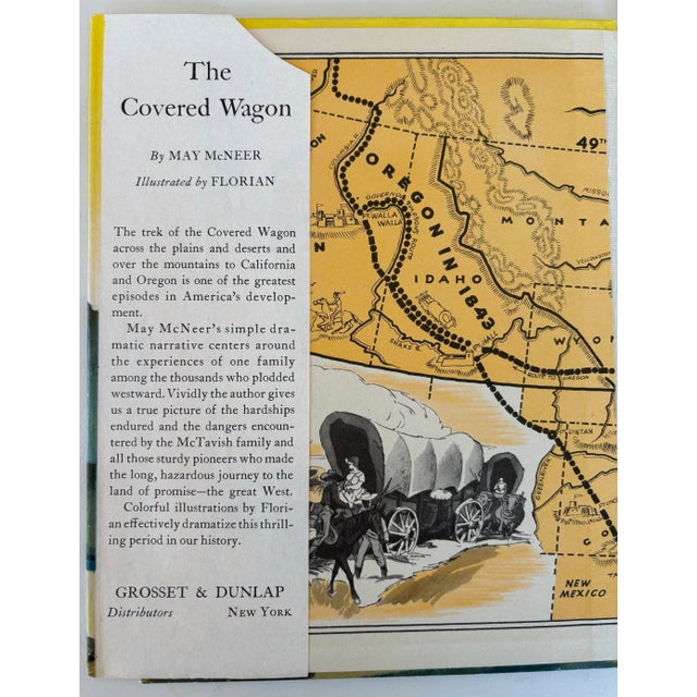 Paper The Covered Wagon Hardcover in Dust Jacket by May McNeer Illustrations by Florian 1944 For Sale - Image 7 of 12