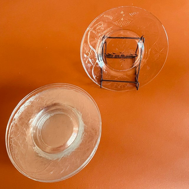 1930s Set of 8, Etched Crystal Luncheon Plates Pattern 2011-1 by Rock Sharpe Circa 1937 For Sale - Image 5 of 7