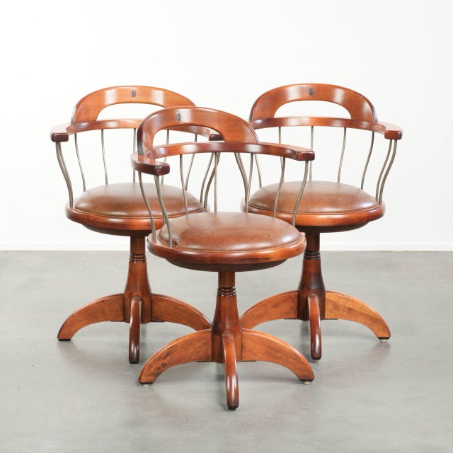 Vintage Swivel Schuitema Chairs with Cowhide Leather Seat, Set of 3 For Sale - Image 18 of 18
