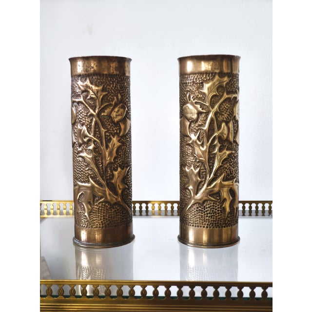 Trench Art Brass Vases, 1910s, Set of 2 For Sale - Image 11 of 11