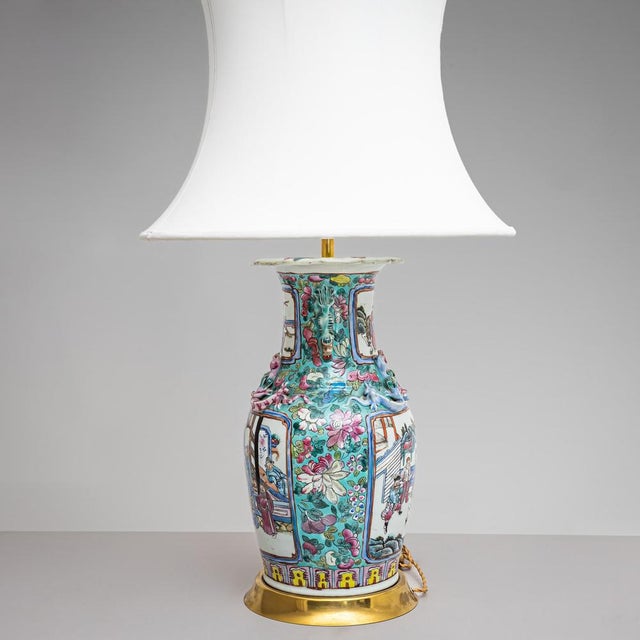 Antique Chinese Table Lamps with Porcelain Base, Set of 2 For Sale - Image 5 of 9