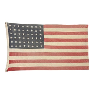Vintage Cotton American Flag With 48 Sewn Stars For Sale